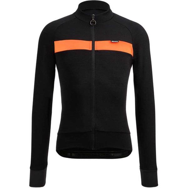 Santini Fietsshirt lange mouwen Heren Zwart - Adapt Wool - Thermal Jersey Arancio - 3XL