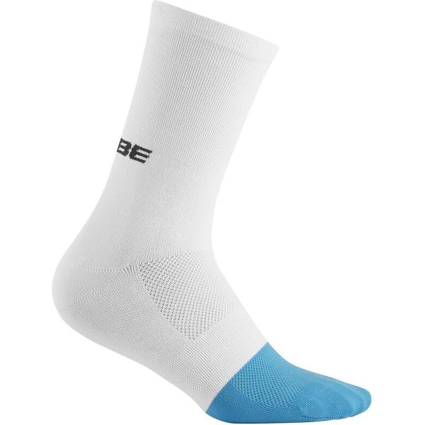 CUBE Sportsokken High Cut Teamline - Fietssokken - Wit/Blauw - Ergonomische pasvorm - Maat 44-47