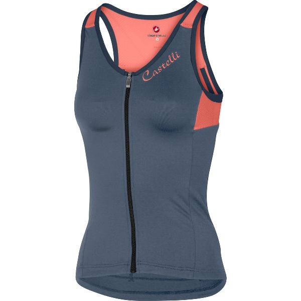 Castelli Fietsshirt mouwloos Dames Blauw Roze - CA Solare Top-Dark St/Blue/Salmon - S