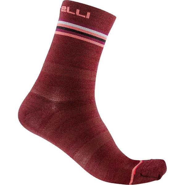 Castelli Fietssokken winter Dames Bordeaux Roze Wit - GO W 15 SOCK BORDEAUX BRILLIANT PINK WHITE - L/XL