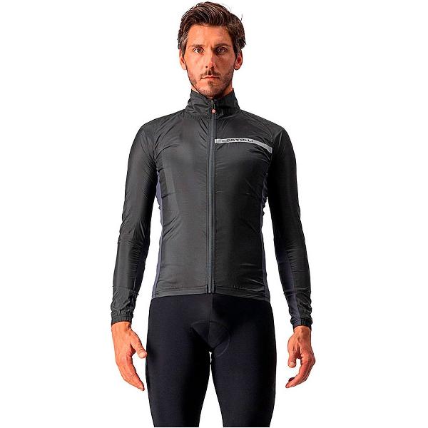 Castelli Windstopper jacket Heren Zwart Grijs - SQUADRA STRETCH JACKET LIGHT BLACK DARK GRAY - S