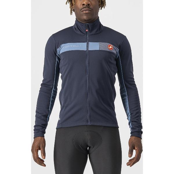 Castelli Winterjack Heren Blauw Zilver - MORTIROLO 6S JACKET SAVILE BLUE STEEL BLUE-SILVER - M