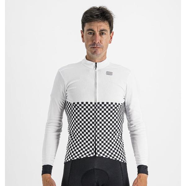 Sportful Fietsshirt lange mouwen heren Wit Zwart - CHECKMATE THERMAL JERSEY WHITE BLACK - XL