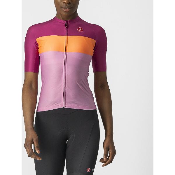 Castelli Fietsshirt Korte Mouwen Dames Roze Paars - AERO PRO W JERSEY PINK CORAL FLASH MAGENTA-S