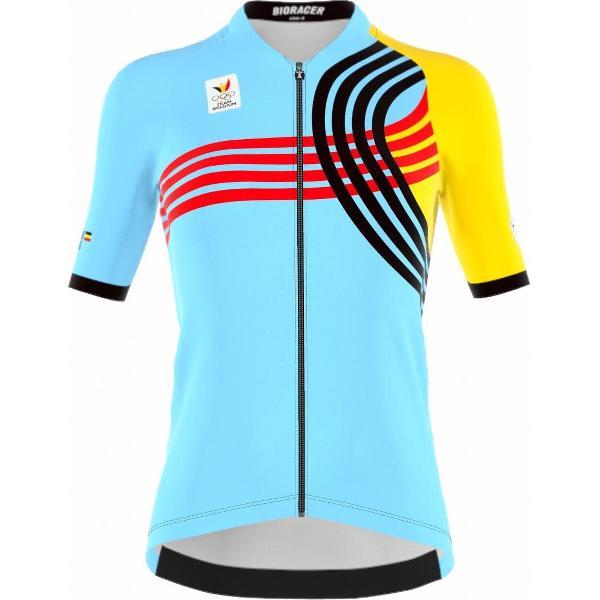 BIORACER Fietsshirt Dames - Officieel Team Belgium 2024 Olympische Editie - Model 'Icon' - Blauw - Maat L - Fietskleding Dames