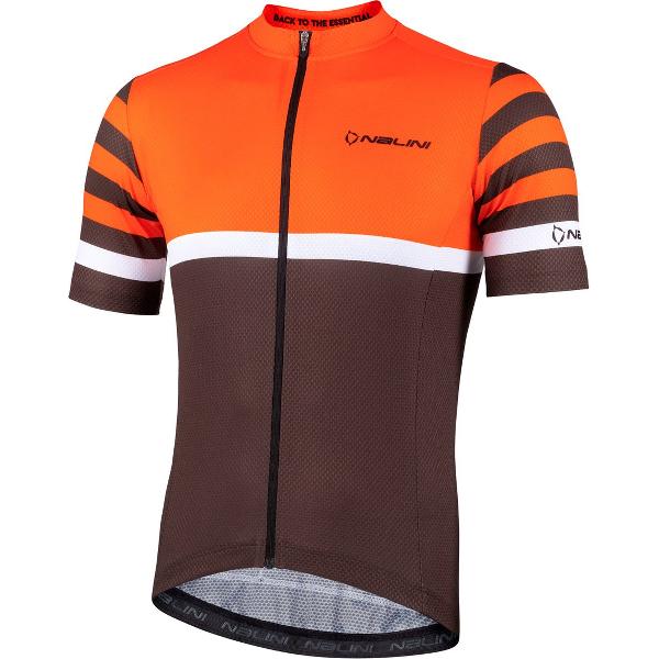 Nalini Heren Fietsshirt korte mouwen - wielrenshirt Oranje Groen - SOLID JERSEY Orange/Olive green - XXXL