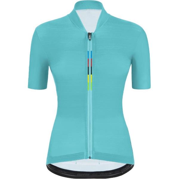 Santini Fietsshirt Korte mouwen Blauw Heren - Official Uci Rainbow S/S Jersey For Women Acqua Blue - XXS