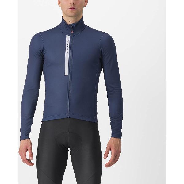 Castelli Entrata Thermal Jersey - Belgian Blue/Silver Gray