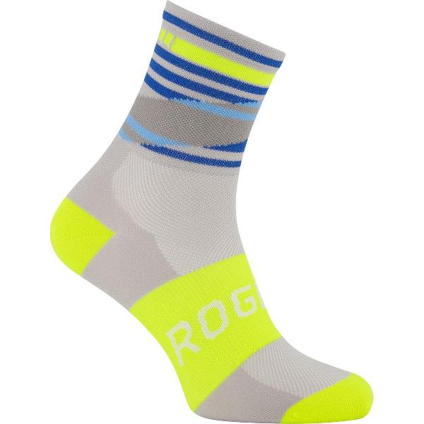 Rogelli Stripe Fietssokken - Heren - Grijs, Fluor - Maat 36/39