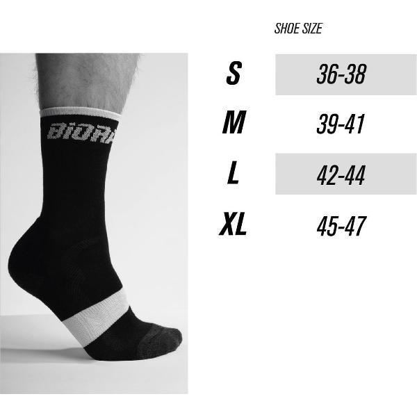 BIORACER Fietssokken - Unisex Wielrensokken voor Optimaal Comfort - Zwart - Maat 36-38