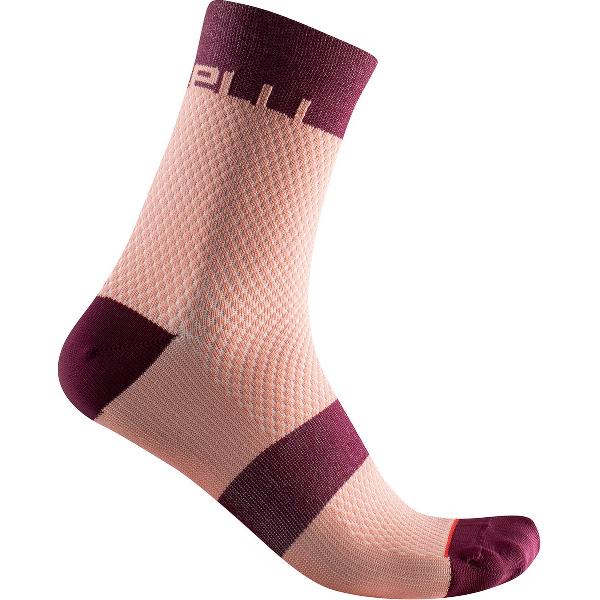 Castelli Velocissima 12 Sock - Bordeaux/Blush