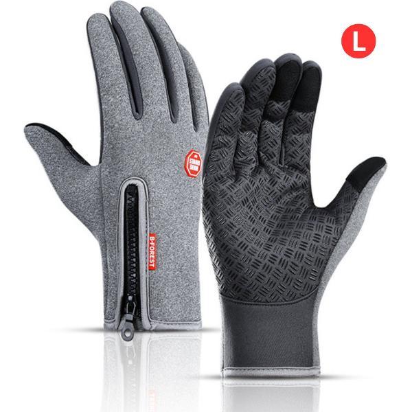 Livano Handschoenen - Touchscreen Handschoenen - Fietshandschoenen - Winter - Heren - Wielrenhandschoenen - Grijs - Maat L