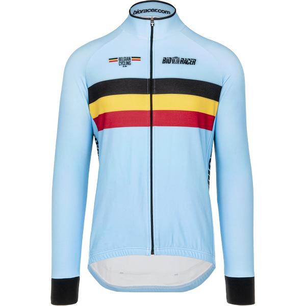 BIORACER Official Team België Fietsshirt Lange Mouwen - Unisex Fietskledij - Wielrennen - Blauw 3XL