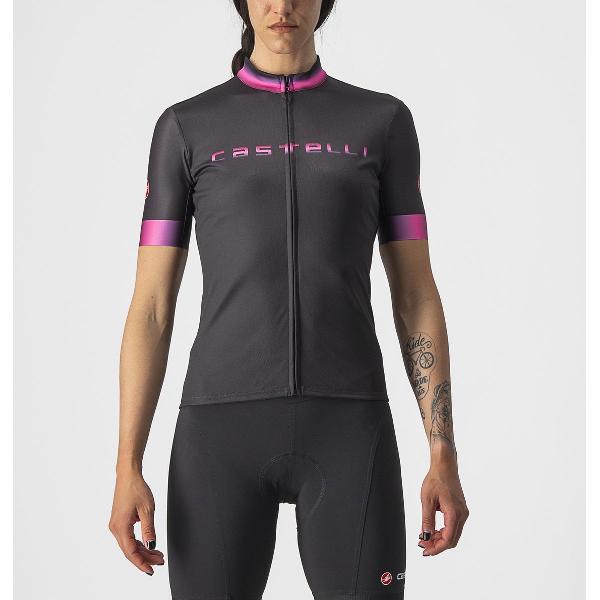 Castelli Fietsshirt Korte Mouwen Dames Zwart Roze - GRADIENT JERSEY LIGHT BLACK-M