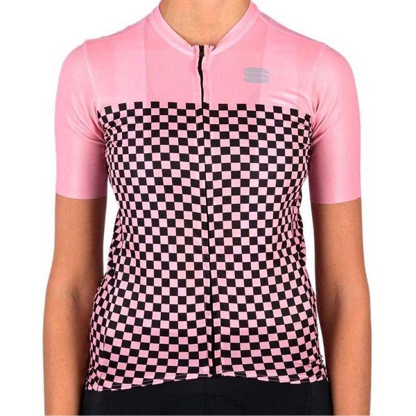 Sportful Sportful Checkmate Fietsshirt - Maat XL - Vrouwen - roze - zwart