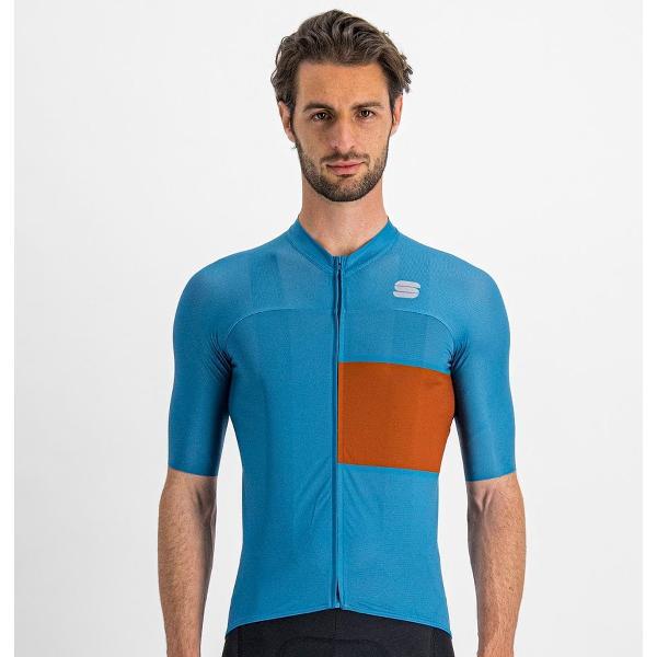 Sportful Fietsshirt Korte Mouwen Blauw Rood Heren - Snap Jersey Berry Blue Cayenna Red-M