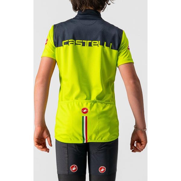 Castelli Fietsshirt Korte Mouwen Kids Lime Blauw - NEO PROLOGO JERSEY ELECTRIC LIME SAVILE BLUE-8Y