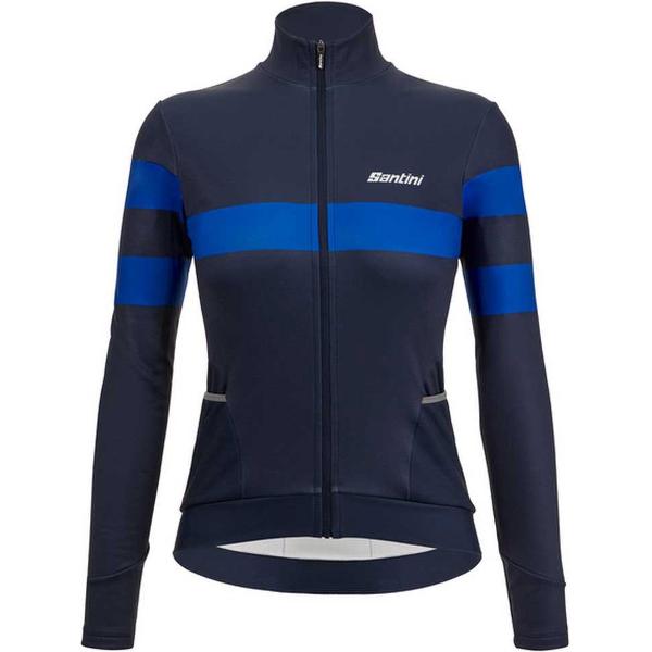 Santini Fietsshirt lange mouwen Dames Blauw - Coral Bengal - Women Thermal Jersey Nautica Blue - XL