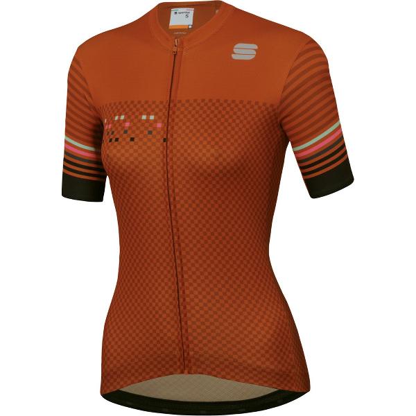 Sportful Fietsshirt Korte mouwen voor Dames Oranje Zwart - SF Sticker W Jersey-Sienna Dark Black - L