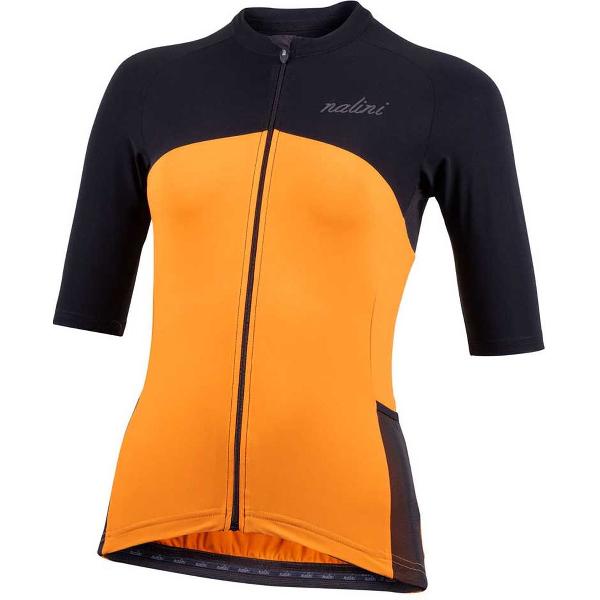 Nalini New Sun Block Korte Mouwen Fietsshirt Oranje Vrouw - SNalini fietsshirt korte mouwen dames Zwart Oranje - NEW SUN BLOCK LADY - M