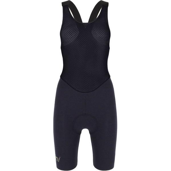 Santini Fietsbroek kort met bretels - koersbroek Dames Zwart - Unico - Bib Shorts For Lady Black - XL