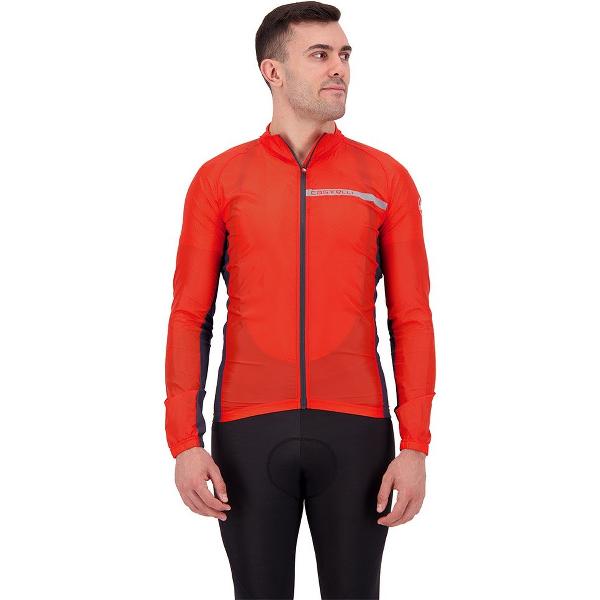 Castelli Windstopper jacket Heren Rood Grijs - SQUADRA STRETCH JACKET FIERY RED DARK GRAY - XL