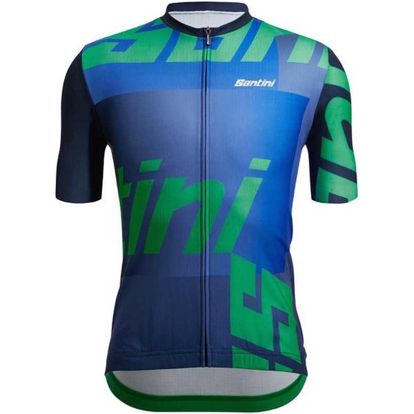 Santini Karma Logo Korte Mouwen Fietsshirt Blauw XL Man