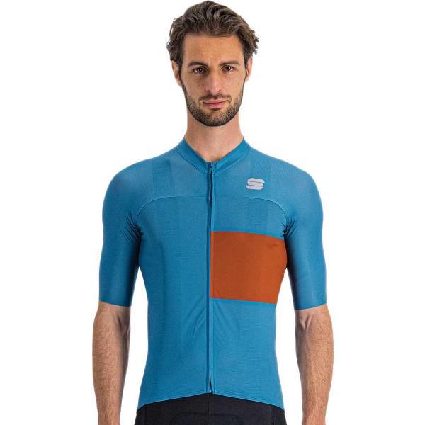 Sportful Outlet Snap Korte Mouwen Fietsshirt Blauw S Man