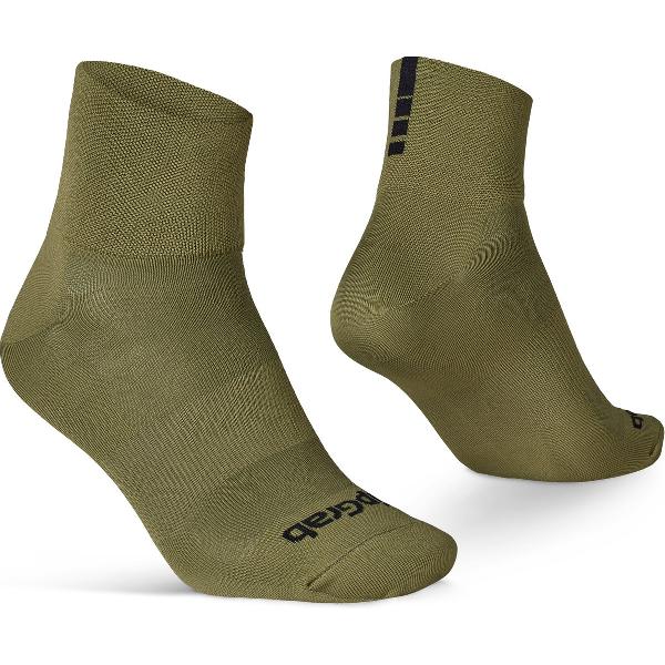 GripGrab - Lightweight SL Korte Performance Zomer Fietssokken 1 Paar Coolmax Wielersport Sokken Low Cut - Olijf Groen - Unisex - Maat L (44-47)