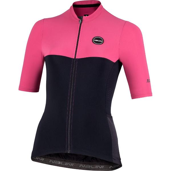 Nalini Dames Fietsshirt korte mouwen - wielrenshirt Zwart Paars - COVER LADY JERSEY Black/Grape must - S