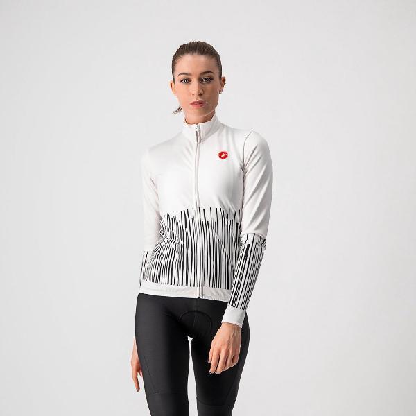 Castelli Fietsshirt lange mouwen Dames Wit Zwart - SORPRESA JERSEY FZ IVORY BLACK - M