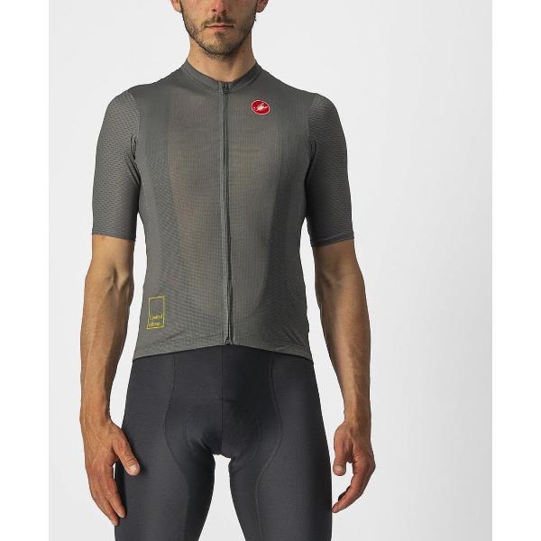 Castelli Fietsshirt Korte Mouwen Heren Grijs Geel - BREATHE ATTACK JERSEY FOREST GRAY-L