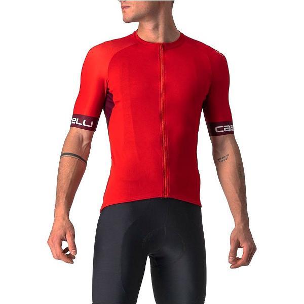 Castelli Fietsshirt Korte Mouwen Heren Rood Bordeaux - ENTRATA VI JERSEY RED BORDEAUX IVORY-M