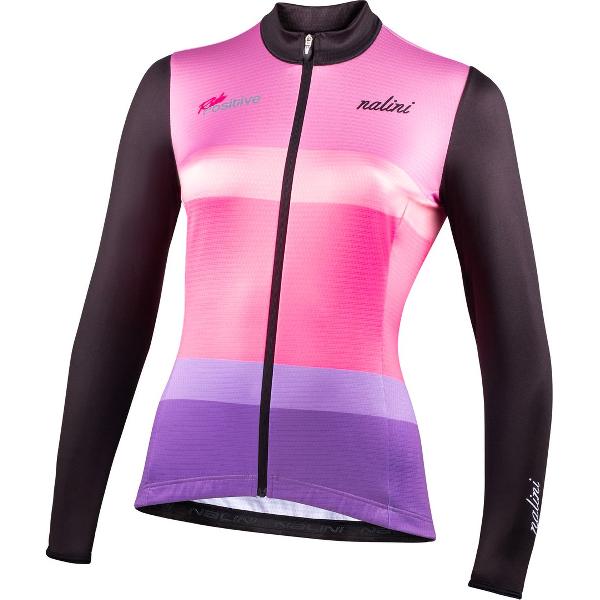 Nalini - Dames - Fietsshirt - Lange Mouwen - Wielrenshirt - Roze - STRIPES LADY JERSEY - XL