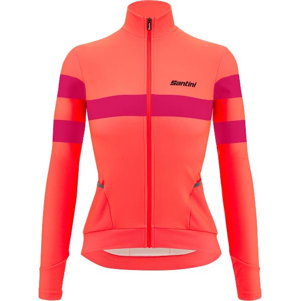 Santini Fietsshirt lange mouwen Dames Roze - Coral Bengal - Women Thermal Jersey Granatina - XL