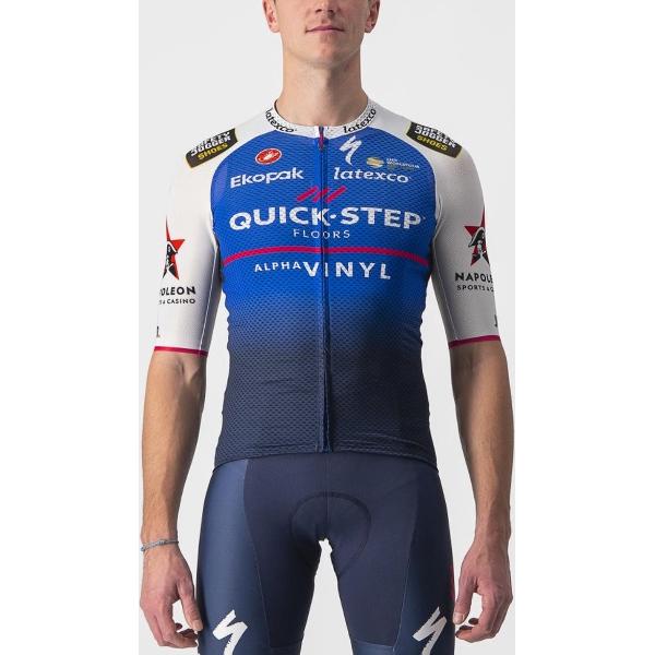 Castelli Fietsshirt Korte Mouwen Heren Blauw Wit - Quick-Step Alpha Vinyl CLIMBER'S 3.1 JERSEY BELGIAN BLUE WHITE-XL