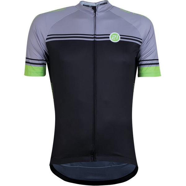 21Virages fietsshirt korte mouwen Don Zwart Grijs Fluo groen - M