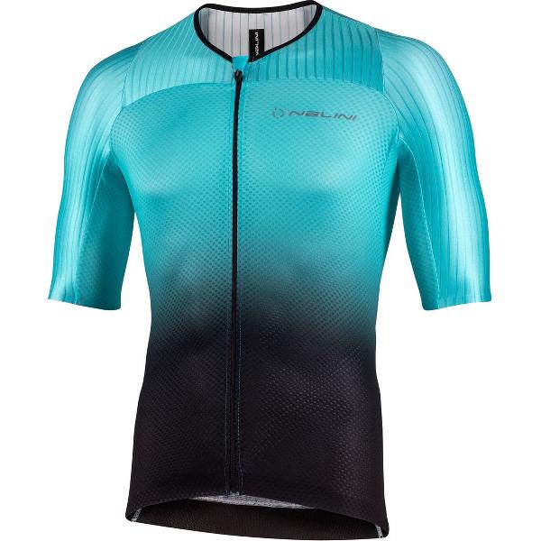 Nalini Fietsshirt Korte Mouwen Heren Turquoise Zwart - NEW ERGO FIT J TOURQOISE BLACK - M