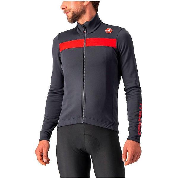 Castelli Fietsshirt lange mouwen Heren Grijs Rood - PURO 3 JERSEY FZ DARK GRAY RED REFLEX - XL