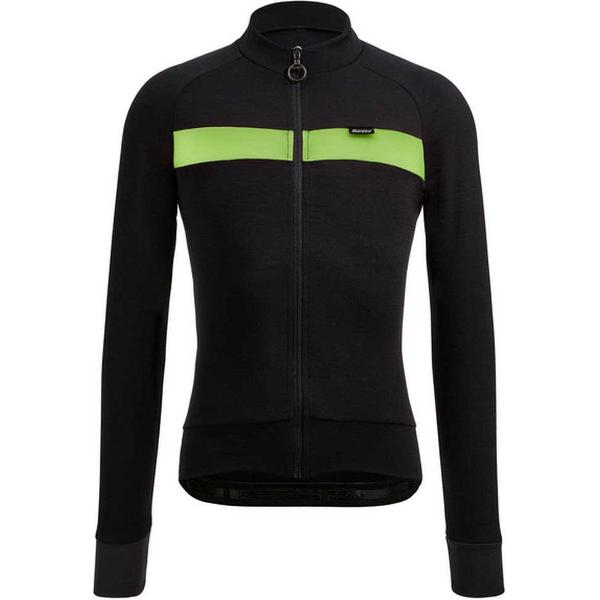 Santini Adapt Wool Thermal Lange Mouwen Fietsshirt Zwart 4XL Man