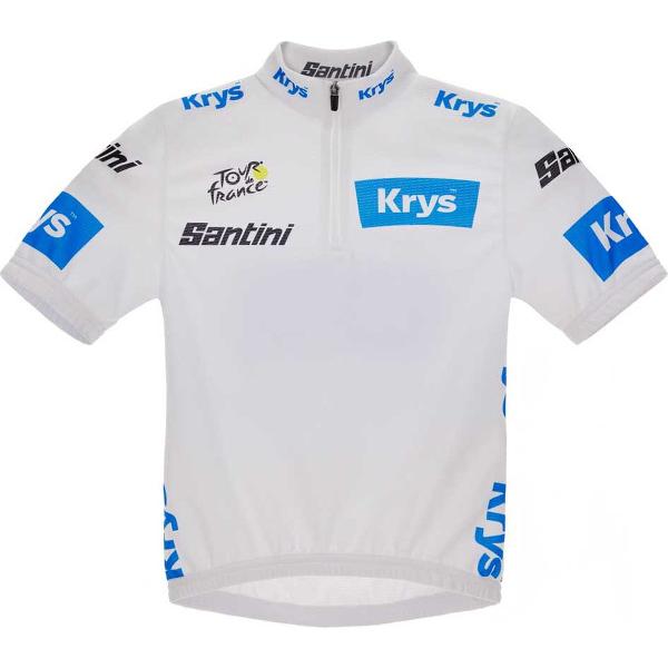 Santini Tour De France Official Beste Jonge Ruiter 2023 Kort Mouw Jersey Wit 7 Years Jongen