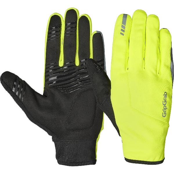 GripGrab - Hurricane 2 Winddichte Lente Herfst Fietshandschoenen Lange Vinger met Padding - Geel Hi-Vis - Unisex - Maat XS