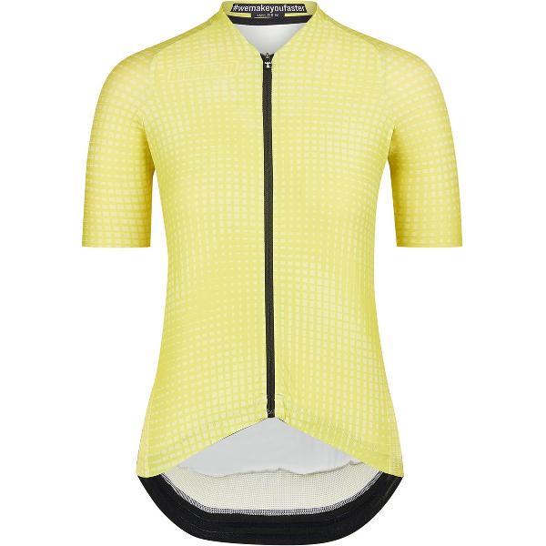 BIORACER Fietsshirt Dames Korte Mouw - Model 'Icon Optical Art' - Geel - Maat S - Fietskleding Dames