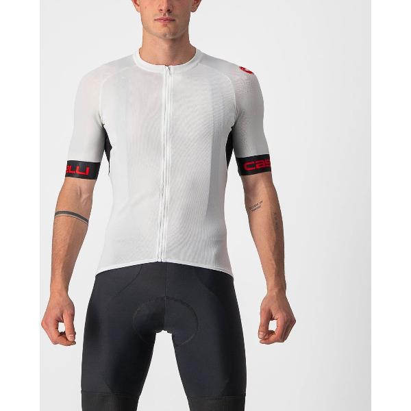 Castelli Fietsshirt Korte Mouwen Heren Wit Zwart - ENTRATA VI JERSEY IVORY LIGHT BLACK RED-3XL