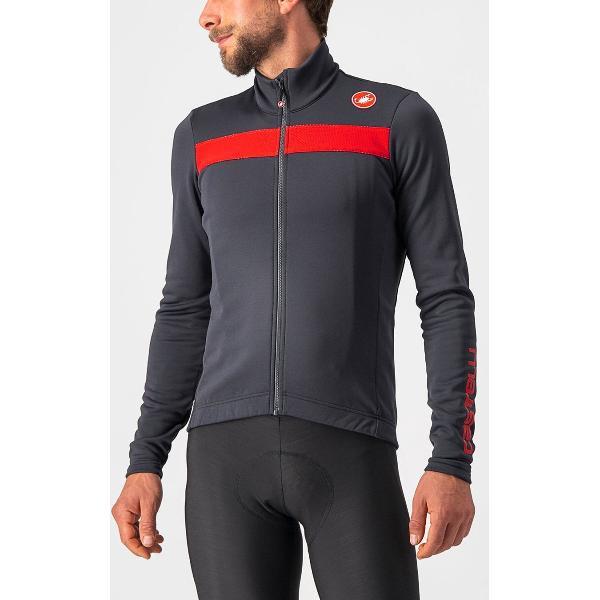 Castelli Fietsshirt lange mouwen Heren Grijs Rood - PURO 3 JERSEY FZ DARK GRAY RED REFLEX - 3XL