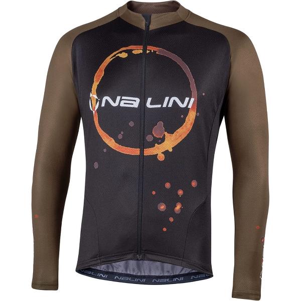 NALINI SHIRT MET LANGE MOUWEN COFFEE GROEN - ZWART Maat L