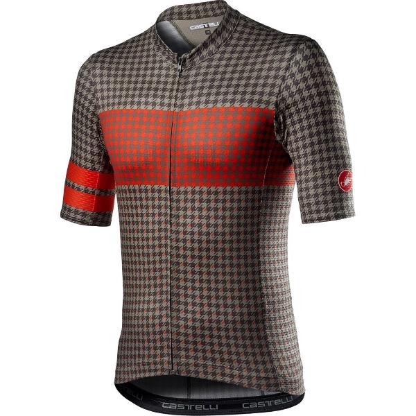 Castelli Fietsshirt korte mouwen Heren Groen Rood - MAISON JERSEY BARK GREEN-FIERY RED - M