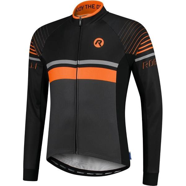 Rogelli Hero Fietsshirt - Lange Mouwen - Heren - Grijs, Zwart, Oranje - Maat M