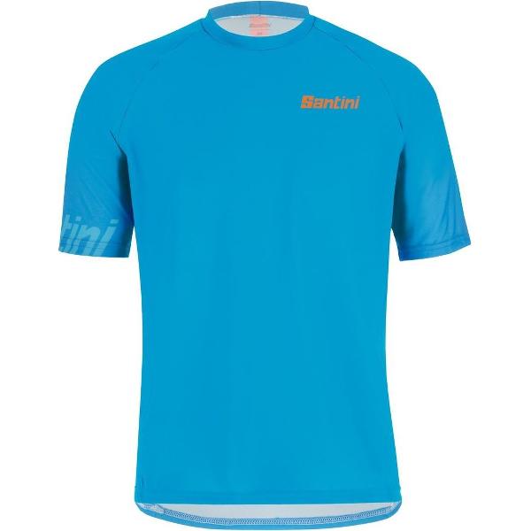 Santini Fietsshirt korte mouwen Heren Blauw Oranje - Sasso S/S Jersey - 2XL