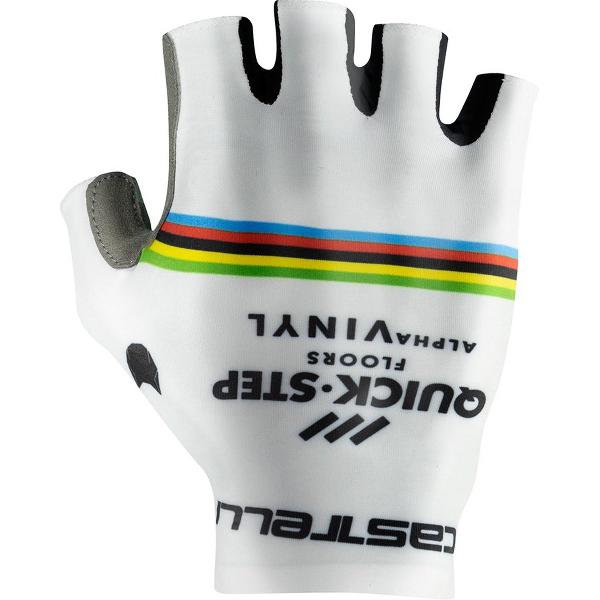 Castelli Fietshandschoenen Zomer Unisex Wit Multikleur - Quick-Step Alpha Vinyl COMPETIZIONE GLOVE NO PAD WORLD CHAMPION-XXL